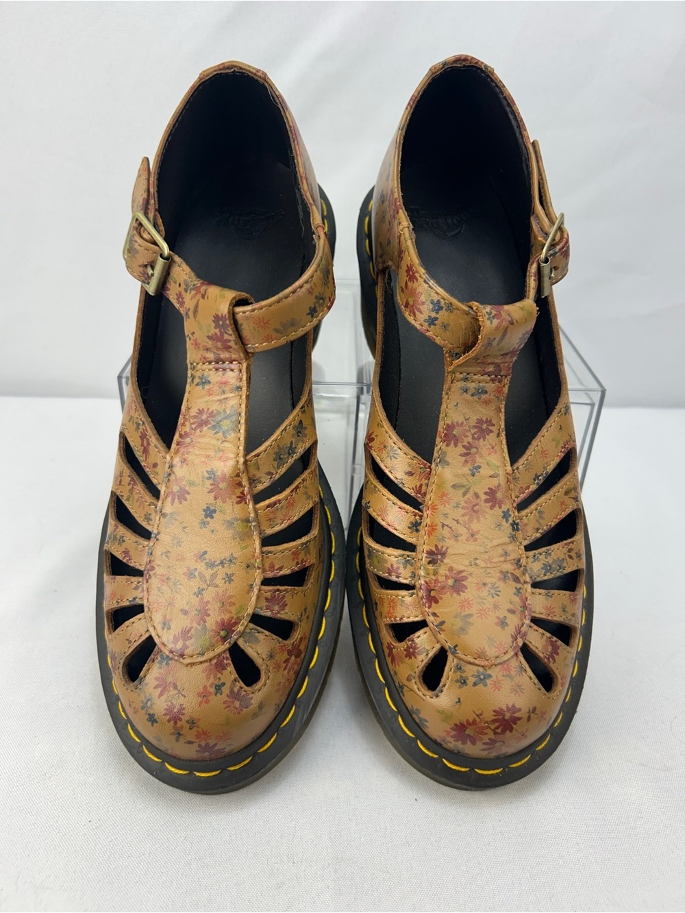 Dr. Martens Tan Floral Mary Jane Sandals